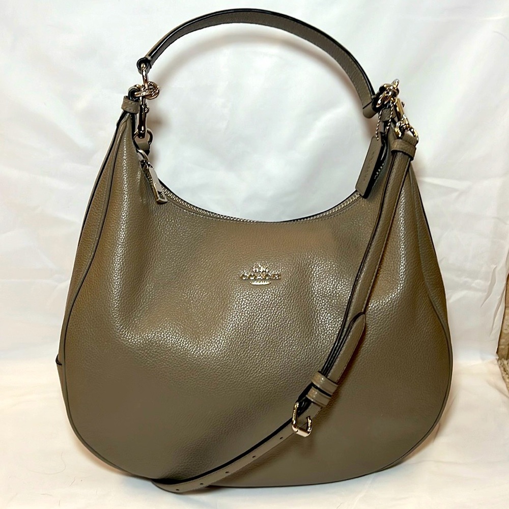 Pebbled leather Coach Hobo. Excellent condition. Gray with silver hardware.